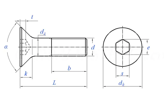 Stainless Steel Din 7991 Countersunk Hex Socket Screw